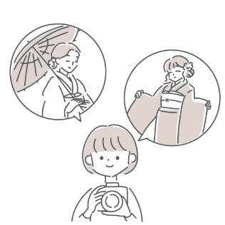 フォトスタジオ365daysで撮影した記念に残る写真のイラスト